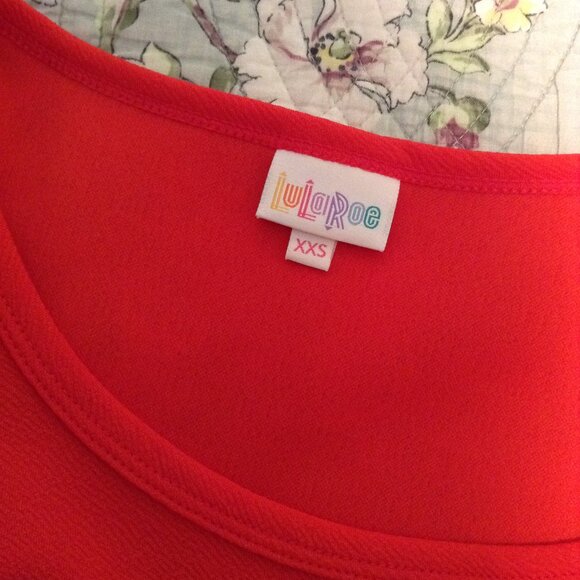 LulaRoe Orange-Red Fit & Flare Retro Dress - Picture 5 of 5